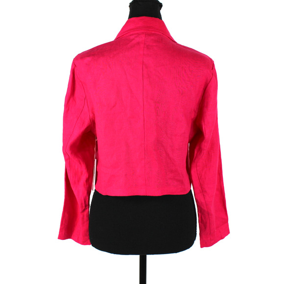 Reformation Elton Linen Blazer NEW Corvette Pink Cropped Button Jacket Size 6 - Picture 6 of 8